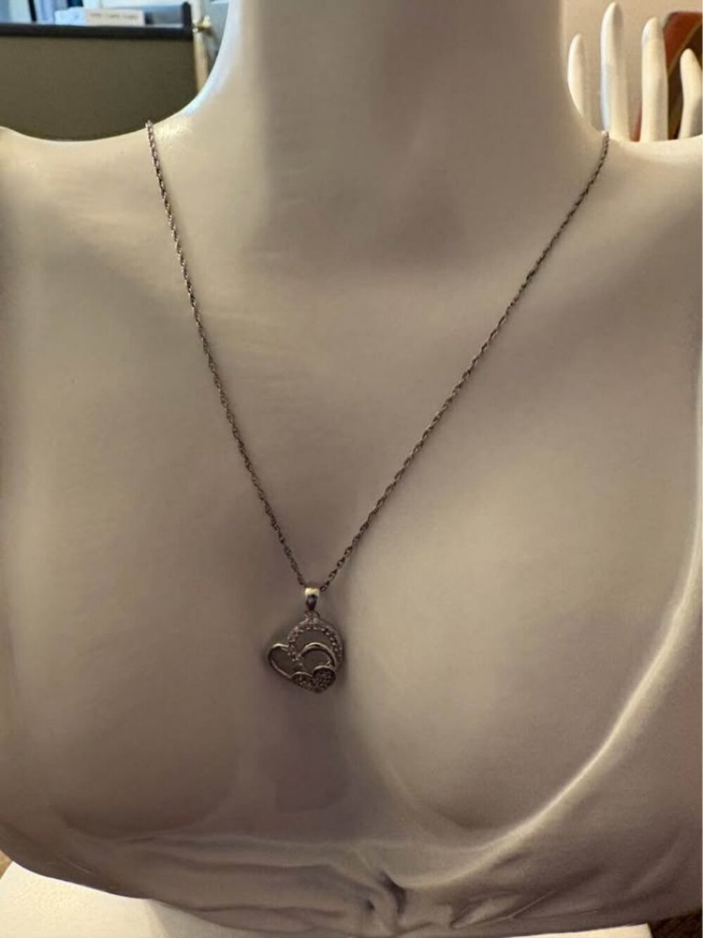 Sterling Silver 0.1 CTW Natural Diamond Triple Heart Necklace